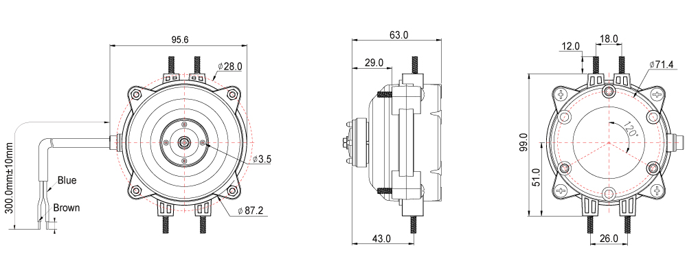 ECY-15 Series Motor Dimensional Drawing